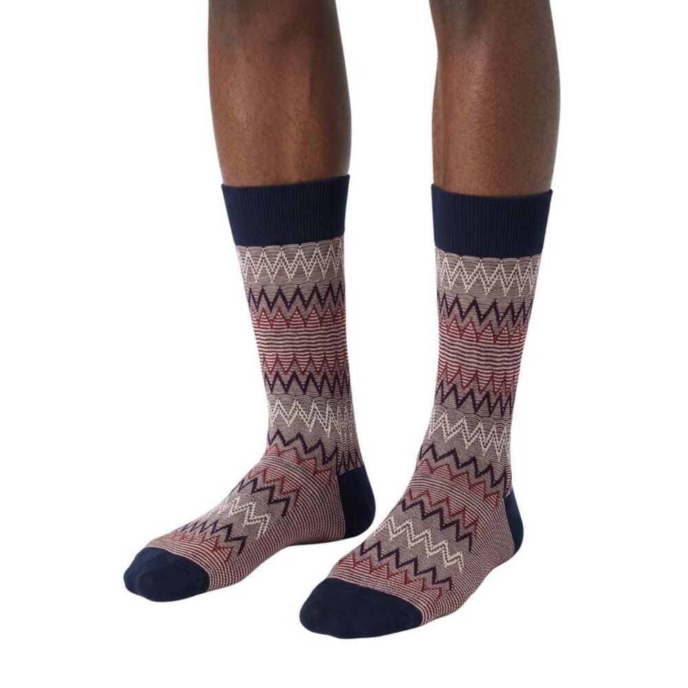 Missoni Navy Red MensMelange Chevron Crew Socks-M